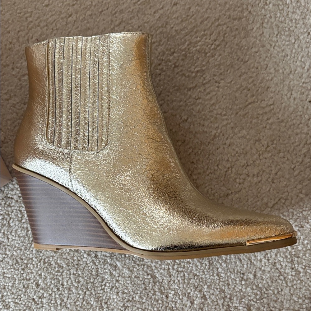 BCBGeneration Metallic Gold Wedge Boots